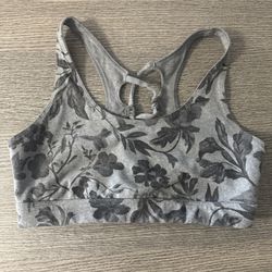 Old Navy Active Sports Bra Size M Go Dry Floral Racerback Gray No Padding