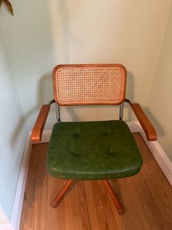 Modern Rattan Desk Office  Chair Green