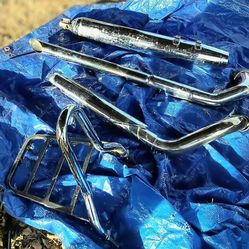 Yamaha 5el I and 2 motorcycle pipes also Harley exhaust pipe