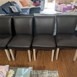 Dark Brown Leather Dining Chairs 