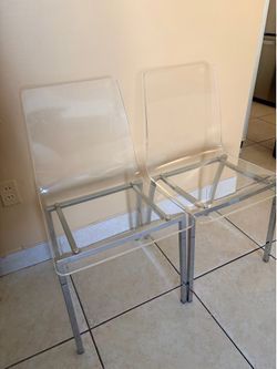 2 Stella Clear Acrylic Side Chair Set of Two Acrylic Chrome Steel SALE
