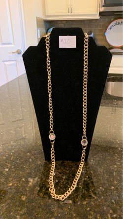 Shiny Gold Link 30 inch chain with 2 beautiful stones