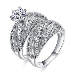 Silver Plated Ring Set Size 10