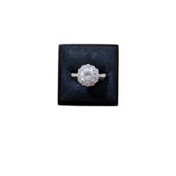 Size 6 Silver Toned Solitaire Cluster Cubic Zirconia Ring
