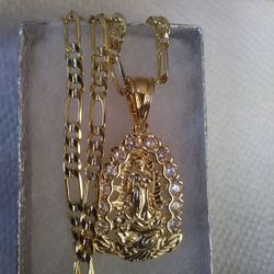 14k gold filled virgen d Guadalupe Necklace