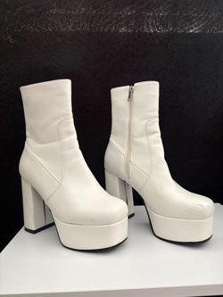White platform boots