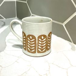 Made in Japan Handmade Ceramic Vintage Mug with Leaf Pattern
