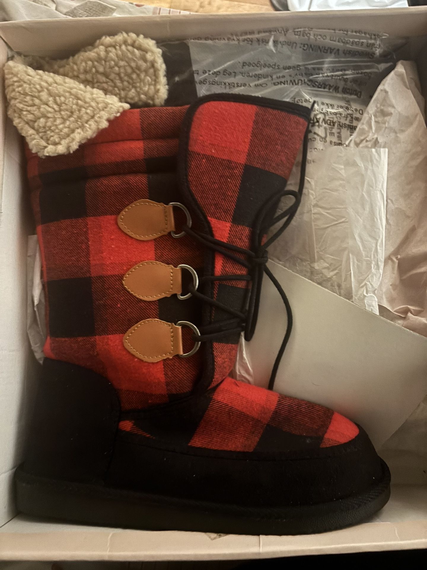 Red and Black Winter Boots