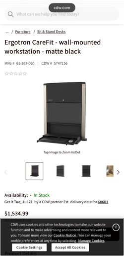 Ergotron Carefit Wall Mounted Work Station Matte Black