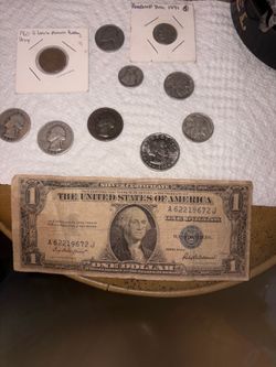 Coin buffalo nickel 1936 D and silver dollar 1935 F