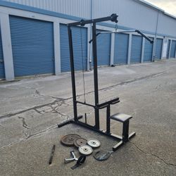 lat pulldown  low row with attachments and weights