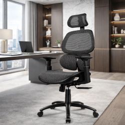 New Ergonomic Office Chair, High Back Home Desk Chair Comfy, 90-130° Tilt Lock, 3D Headrest, Big and Tall Office Chair 350lb, Ergo-Black  New in box C