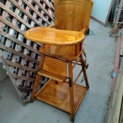 Antique Baby High Chair Solid Maple