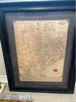 1935 Framed TX Road Map