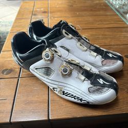 S-Works RD Carbon Fact White Black Cycling Shoes Mens size 12.25 (EU 46) Stiffness 12.0