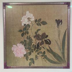 asian painting flowers framed24X24