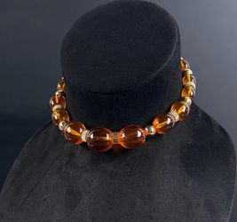 Vintage Baltic Amber Necklace - gold filled clasp