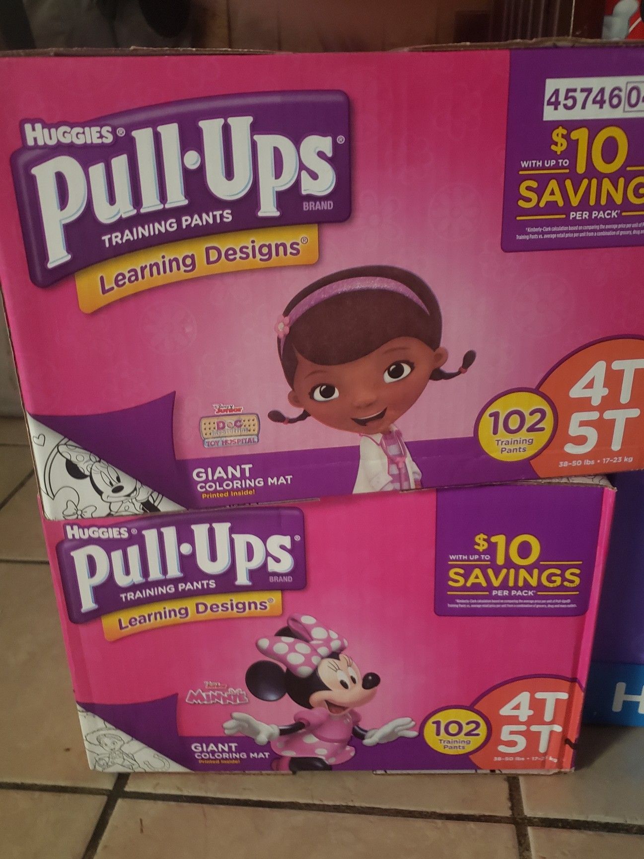 Pull-Ups Size 4T-5T large boxes purchased from Sam's Clun