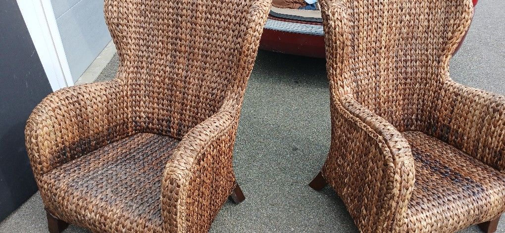 2-Wingback Seagrass Chairs(no cushions