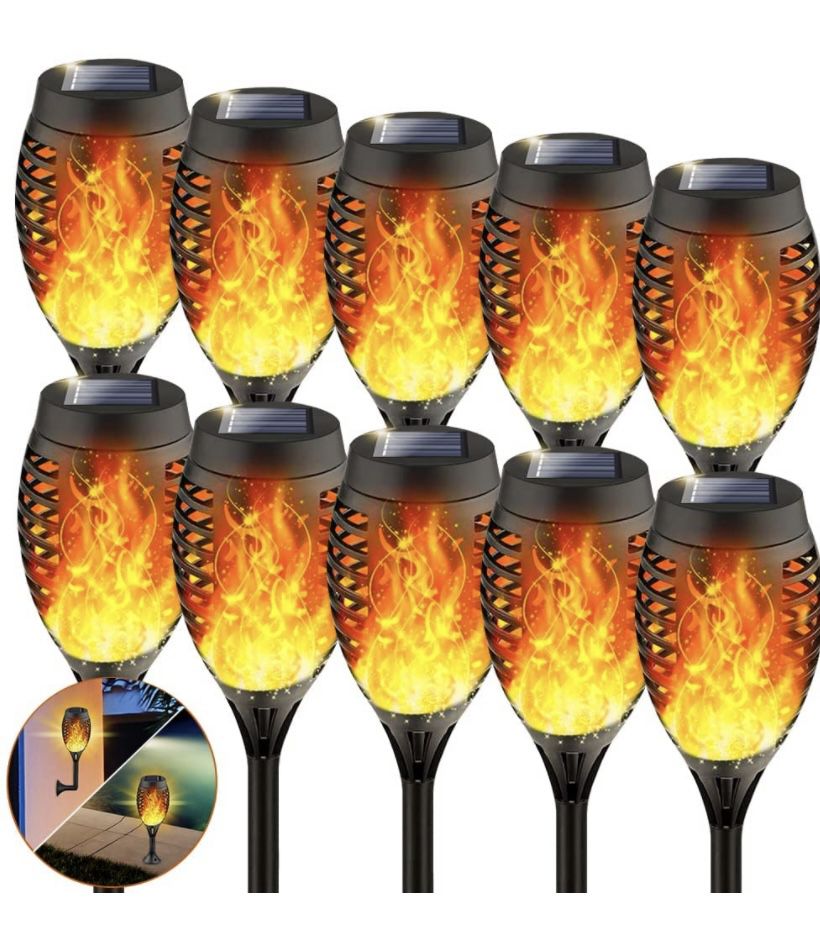 Staaricc 10Pack Solar Outdoor Lights, Solar Torches with Flickering Flame