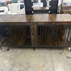 78 Inch Dog Crate Furniture for 2 Dogs, Extra Large Double Dog Cage Large Breed, XXL Thick Wooden Dog Crate (small damage)