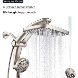 Razime Brushed Nickel 12-Inch High Pressure Rain Shower Head with Handheld Spray Combo, Magnetic