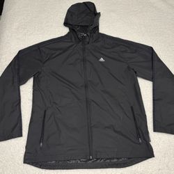 Adidas Men Black Full Zip Hooded Windbreaker Jacket