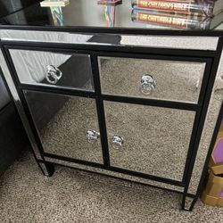 Black Mirrored Night Stand 