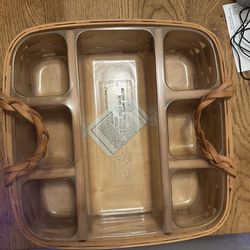 Vintage Peterboro Buffet Server With Wood Insert And Plastic Liner - Hand Woven Basket - Made in USA