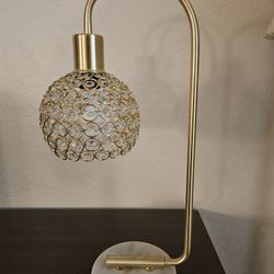 Crystal Globe Gold Accent Desk Table Lamp With White Marble Base