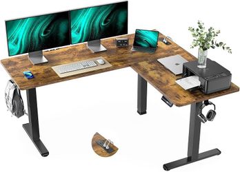 63×55 in Electric Corner L-Shaped Standing Desk 