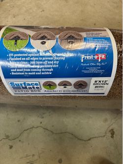New Prest-O-Fit Surface Mate Patio Rug 8x12 Brown/Tan RV Camping Patio Mat