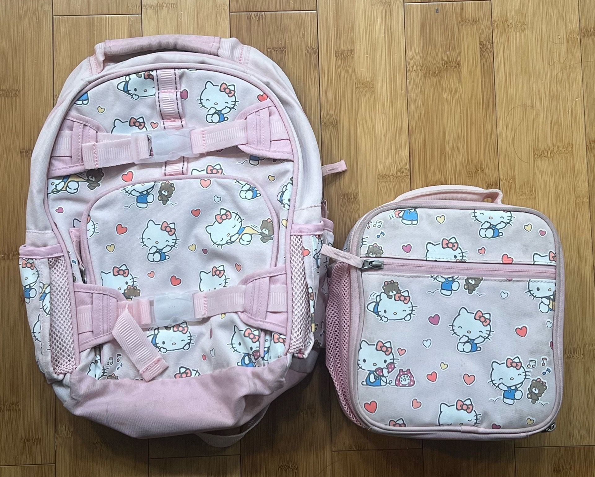 Hello Kitty pink backpack and lunchbox set