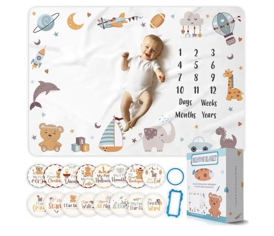 Baby Boy Milestone Blanket