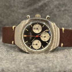 Waltham Chronograph Reverse Panda Dial B418 Black Dial Valjoux 7736 Tricompax