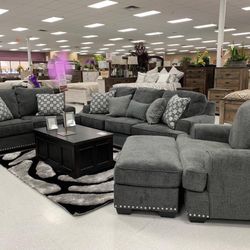 Locklin Carbon Living Room Set (SOFA and LOVESEAT