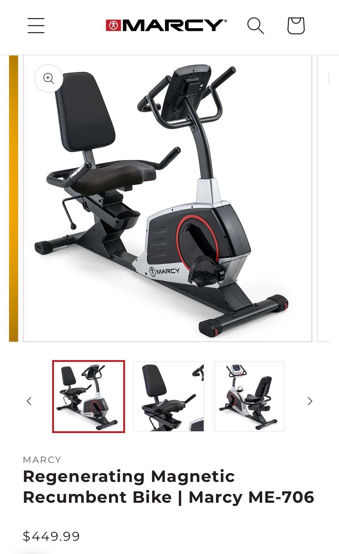 Marcy Regenerating Magnetic Recumbent Bike Marcy ME 706