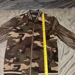 Camo varsity jacket with faux leather sleeves, great for casual wear or a night out #streetwear #varsityjacket