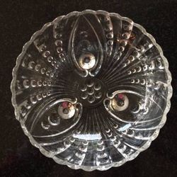 Vintage Anchor Hocking Oyster & Pearl Depression Glass Footed Bowl