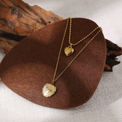 B63- Cute Heart Layered Pendant Bracelet 316L