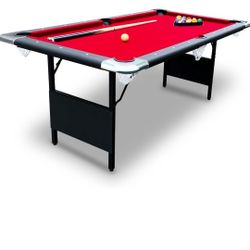 Hathaway Fairmont 6 Ft Portable Pool Table, Adults Folding Billiards Tables for Game Room with Easy Foldable Storage, Includes Full Set of Billiard 