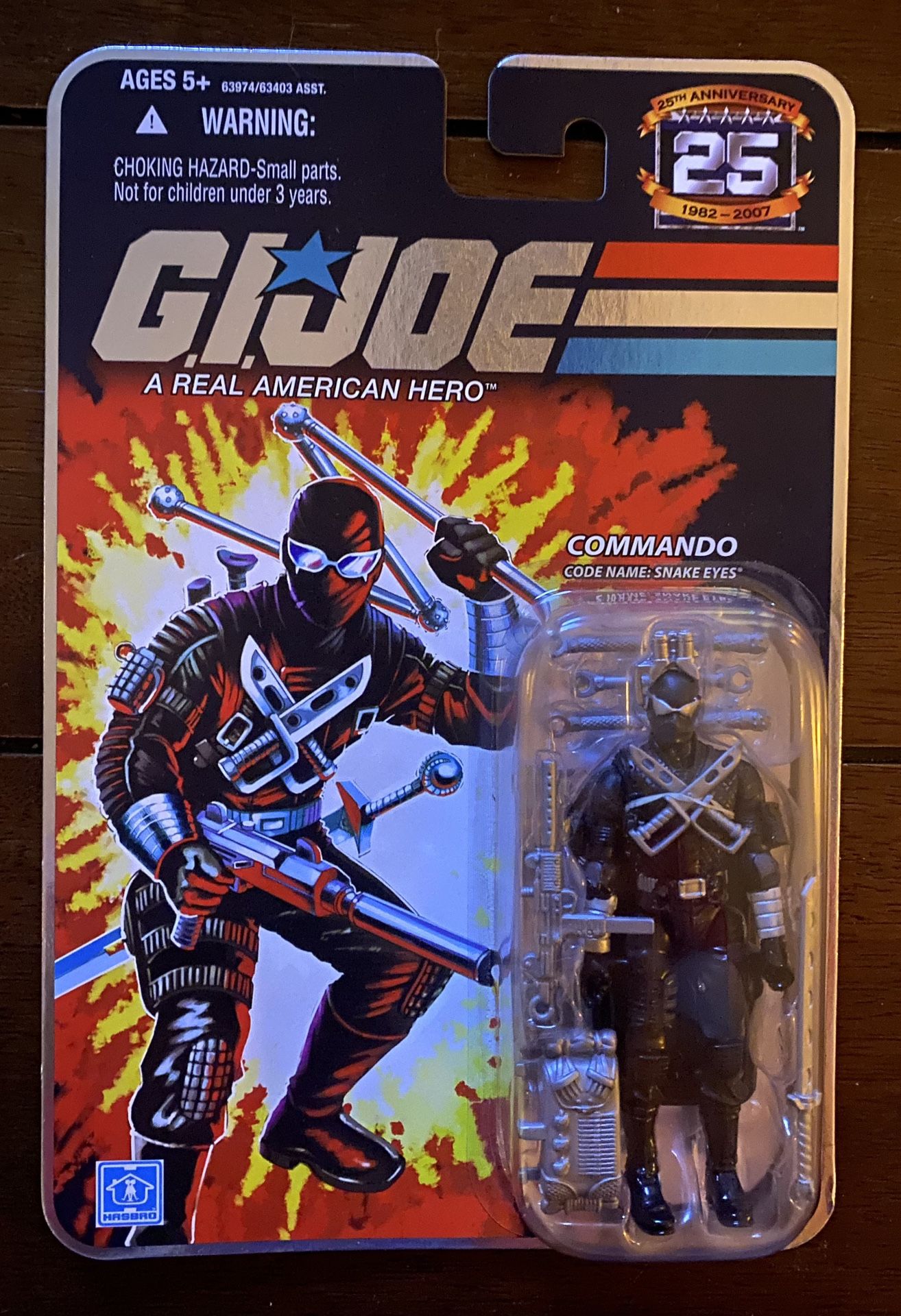 25TH ANNIVERSARY 2008 HASBRO G.I. JOE COBRA SNAKE EYES ACTION FIGURE MOC