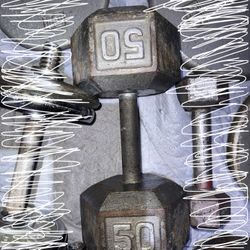 50 lb Hex Dumbbell – Solid Cast Iron