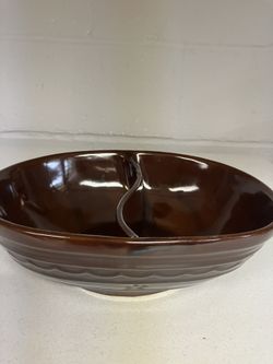 Vintage Brown Marcrest Divided Bowl