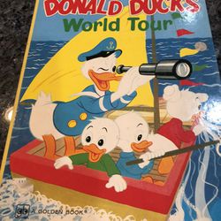 Vintage Walt Disney Donald Duck’s World Tour Hardcover Book.  A Golden Book 1971.  Preowned 