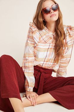 Anthropologie Current Air Polly Ruffled Peasant Blouse