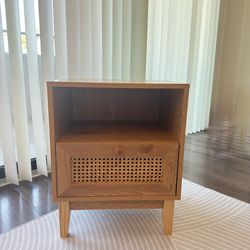 Like-New Boho Rattan Nightstand / End Table