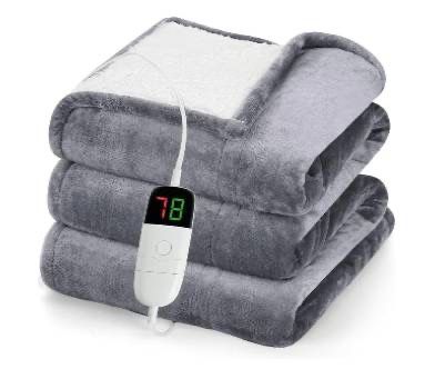 new Heated Blanket Electric Throw 50"X60", Heating Blanket with 10 Heat Levels 1/2/4/6/8 Hours Auto-Off Overheat Protection, Flannel Sherpa Soft Warm