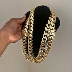 Miami Cuban Link Gold Plated Chain Heavy High Quality Regular Lock