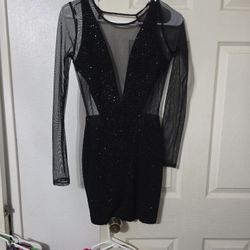 Black Mesh Sparkle Dress